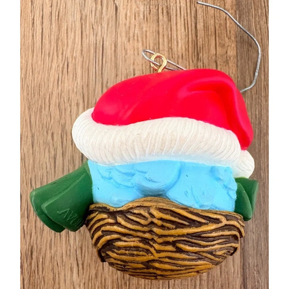 Christmas Ornament Bluebird Couple In Nest Santa Hat NESTING TOGETHER Avon 1982
